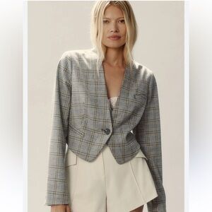 By Anthropologie Cropped Knit Tuxedo Blazer size 16